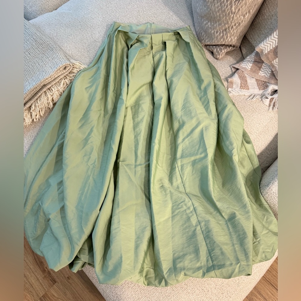 Zara Mint Green Strapless Balloon Midi Dress - Picture 7 of 10